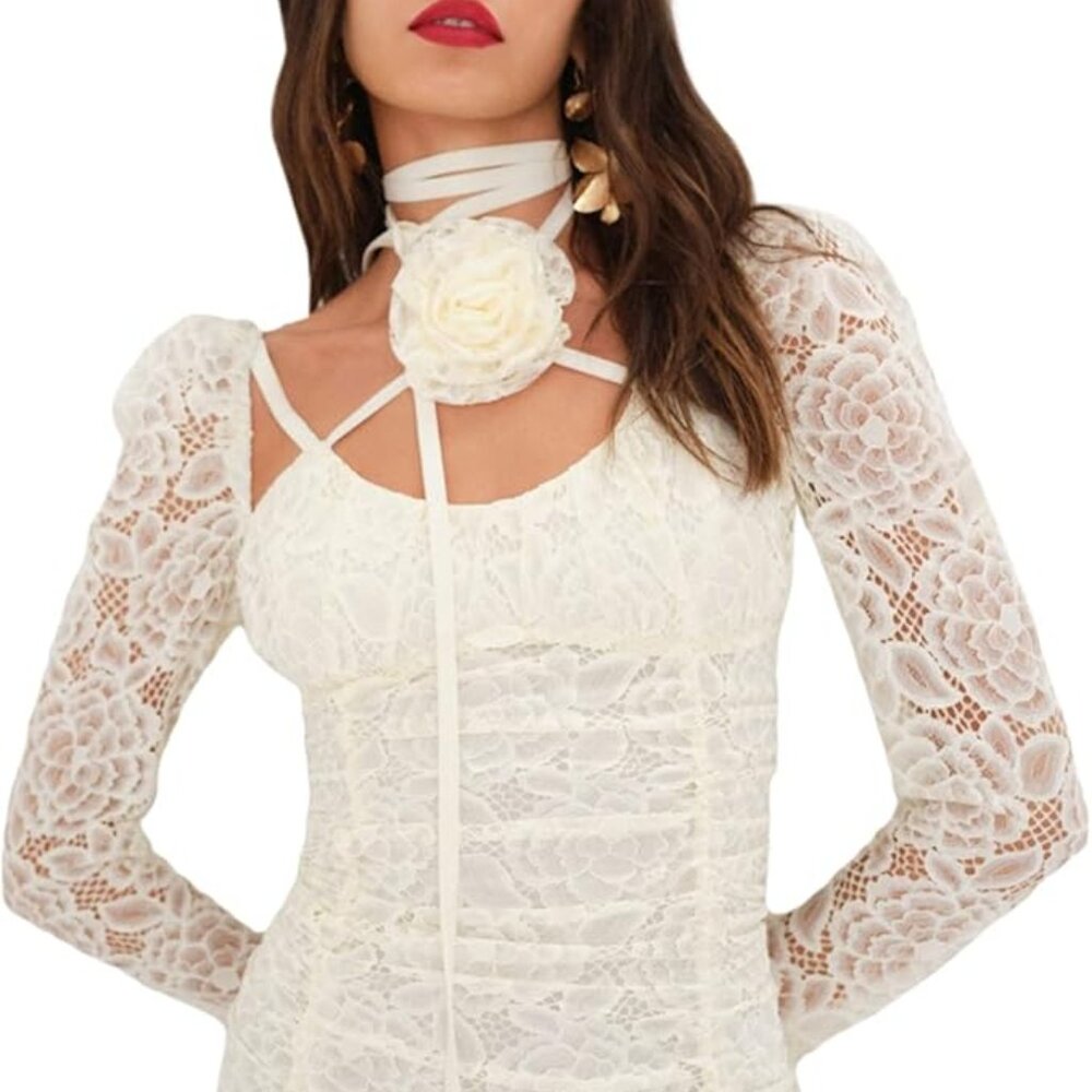 for love and lemons Belladonna dress small Ivory With Rosette